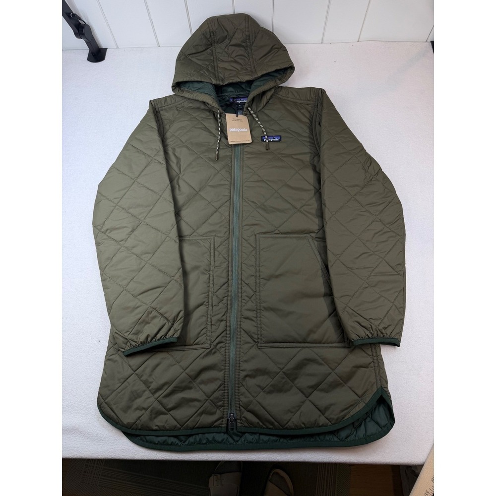 Patagonia Women's Diamond Quilted Parka Basin Green Size XL NWT ($269 Retail) - Picture 2 of 11